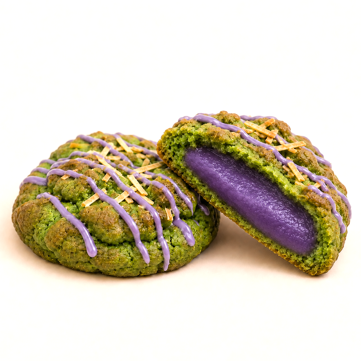 Pandan Ube Mochi Cookies