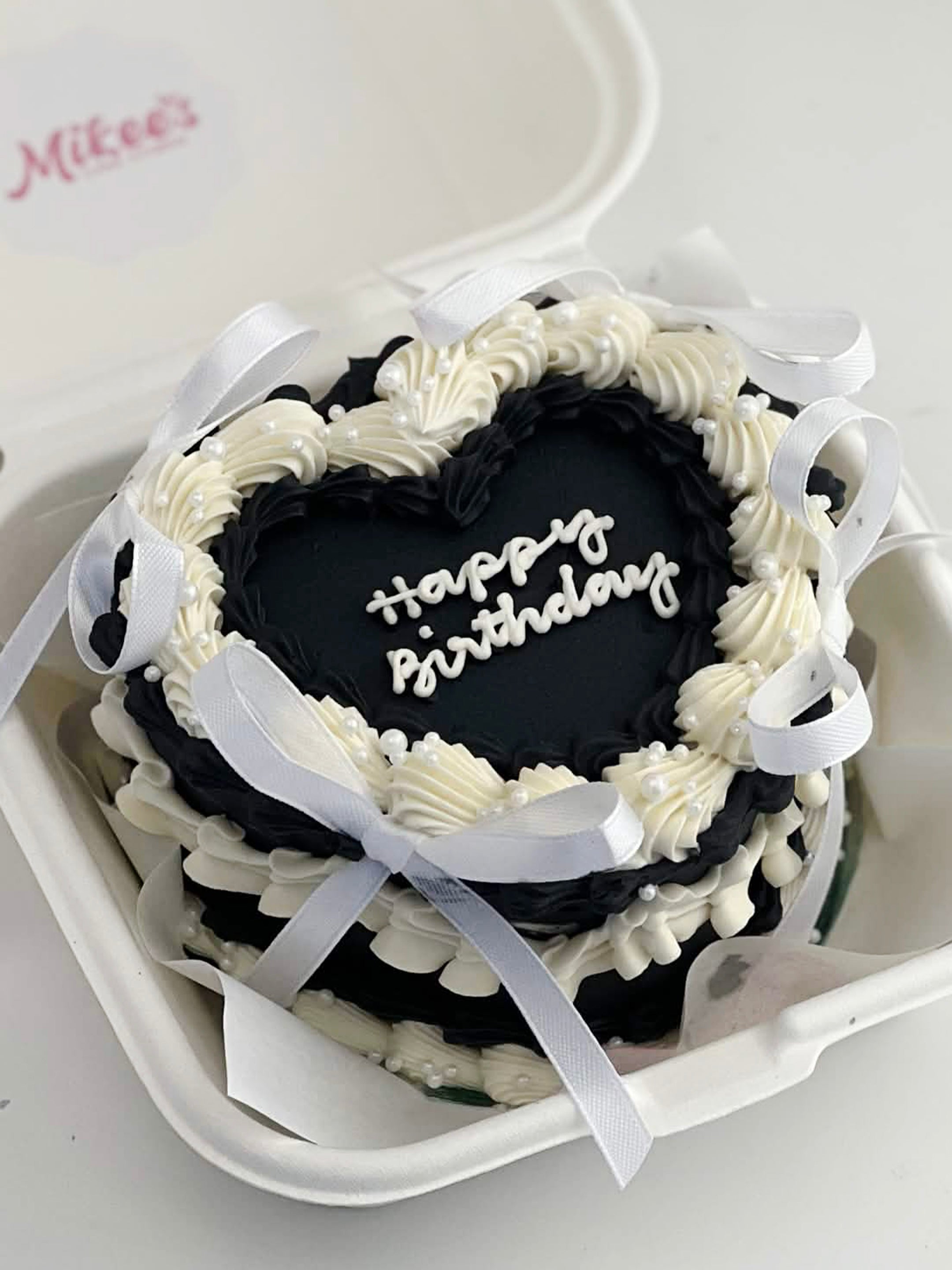 Black and White Heart Cake