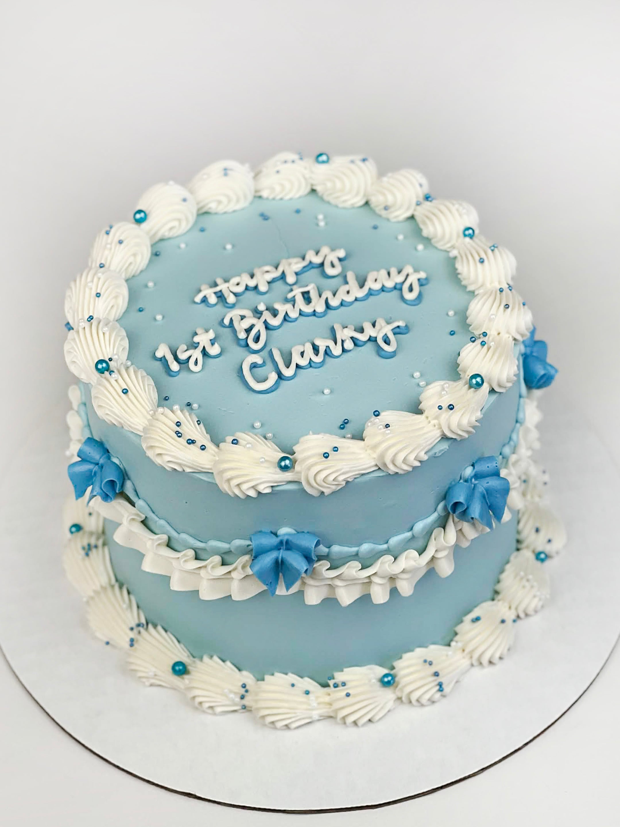 Baby Blue Bow Cake