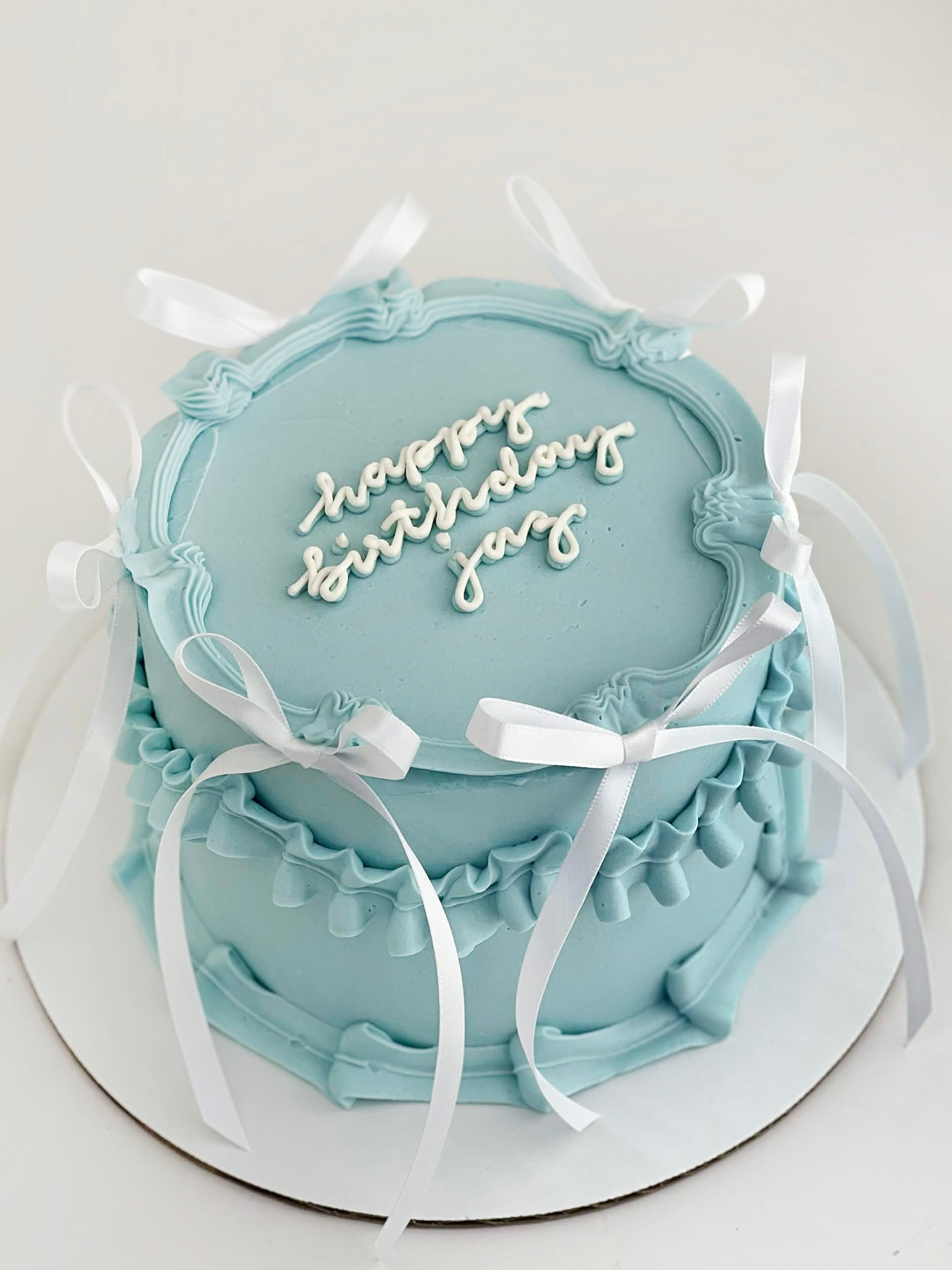 Baby Blue White Bow Cake