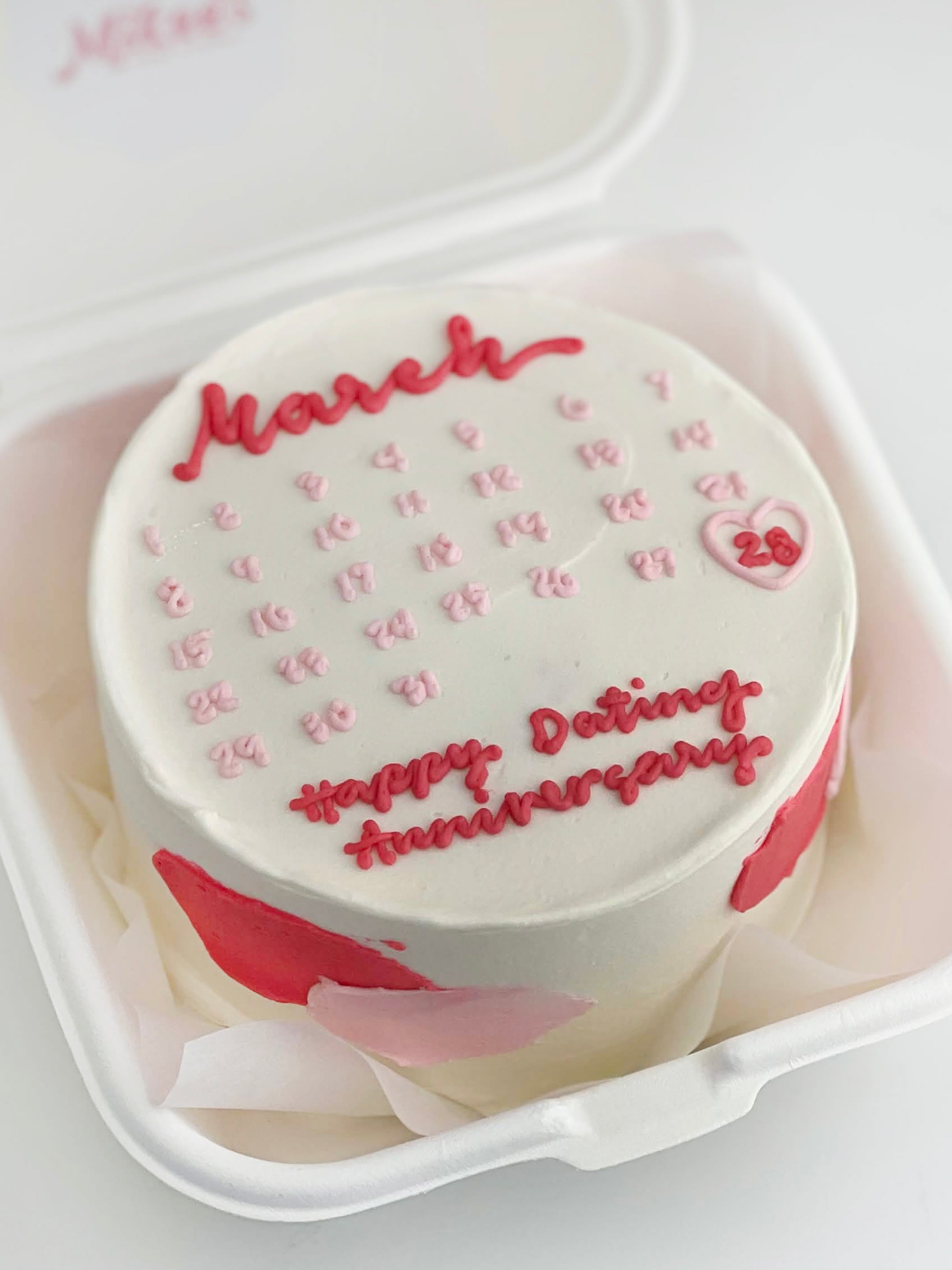 White and Pink Calendar Cake