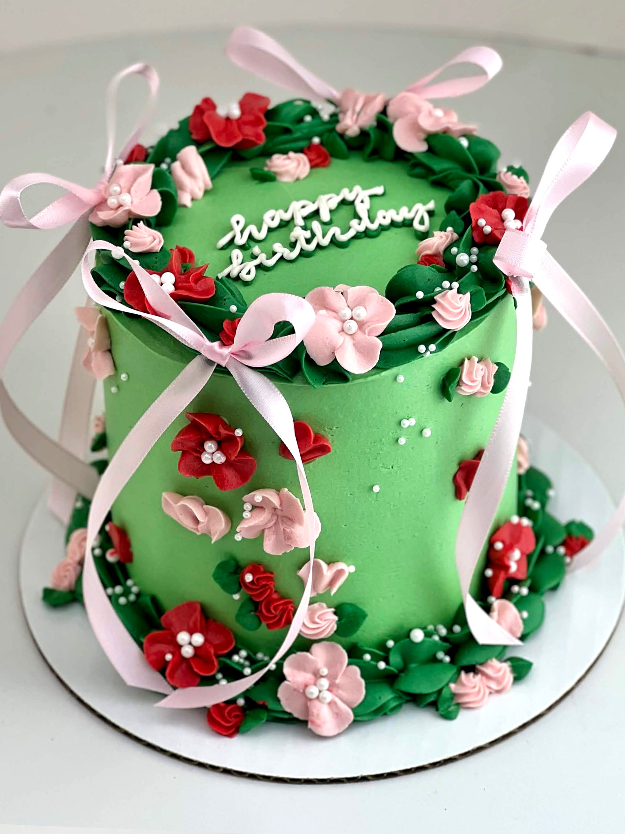 Green Bow Cake