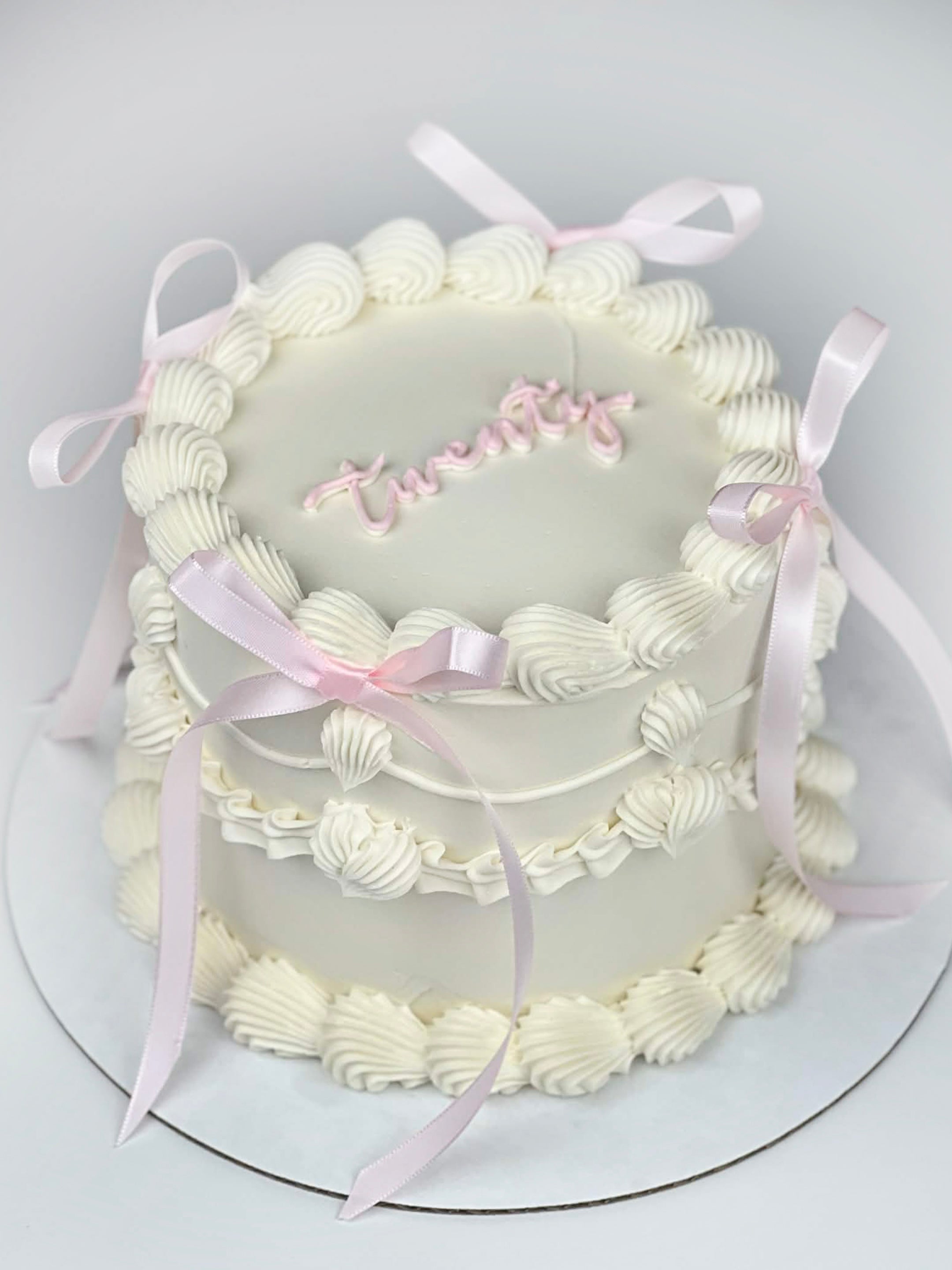 Soft Blush Bow Cake
