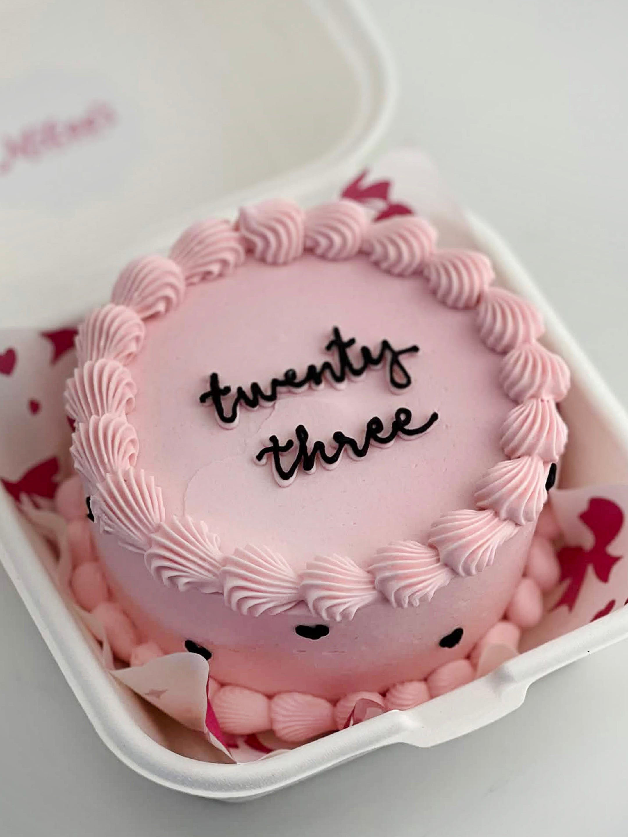 Pink and Black Hearts Cake