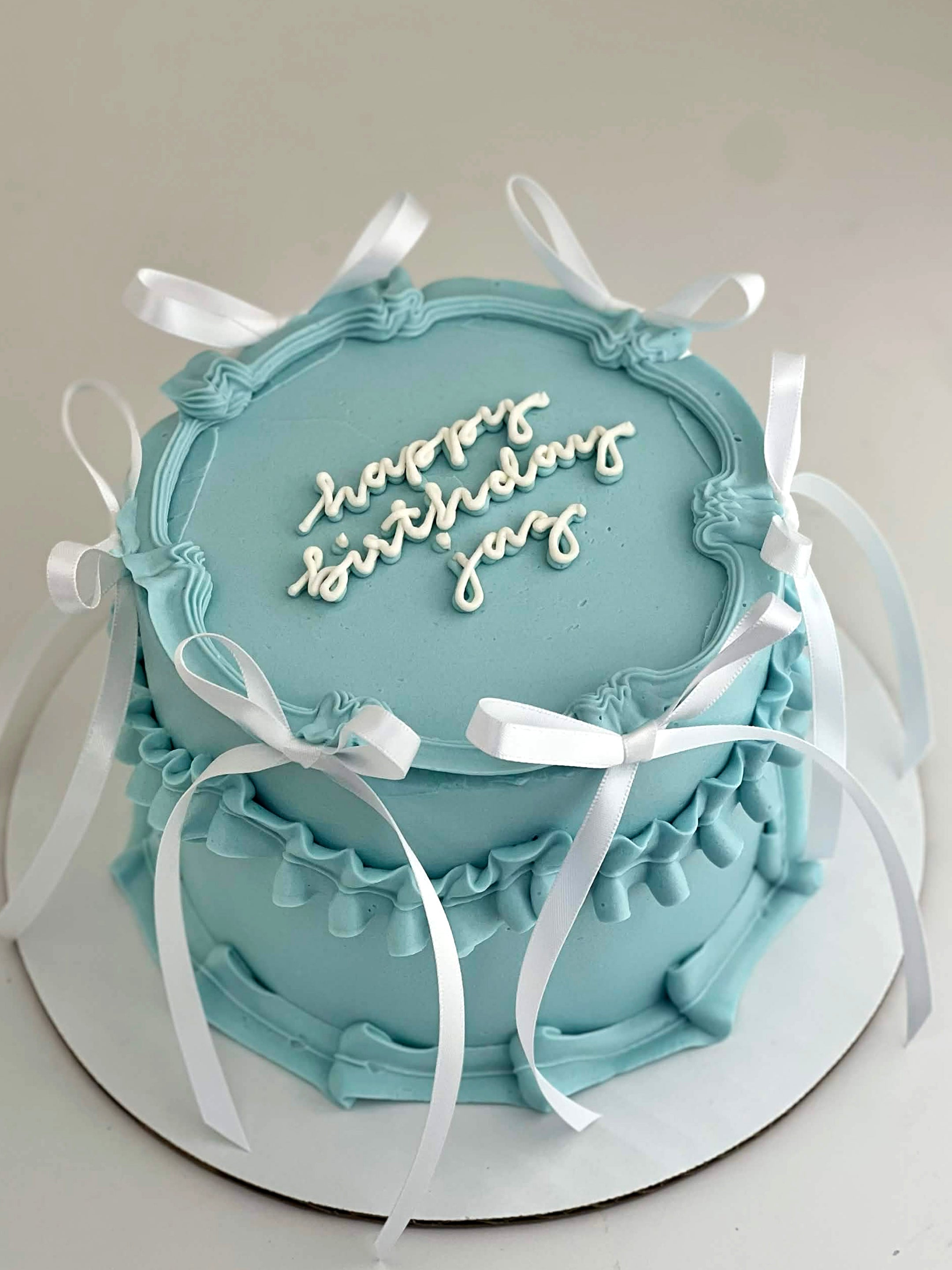 Sky Blue Ribbons Cake