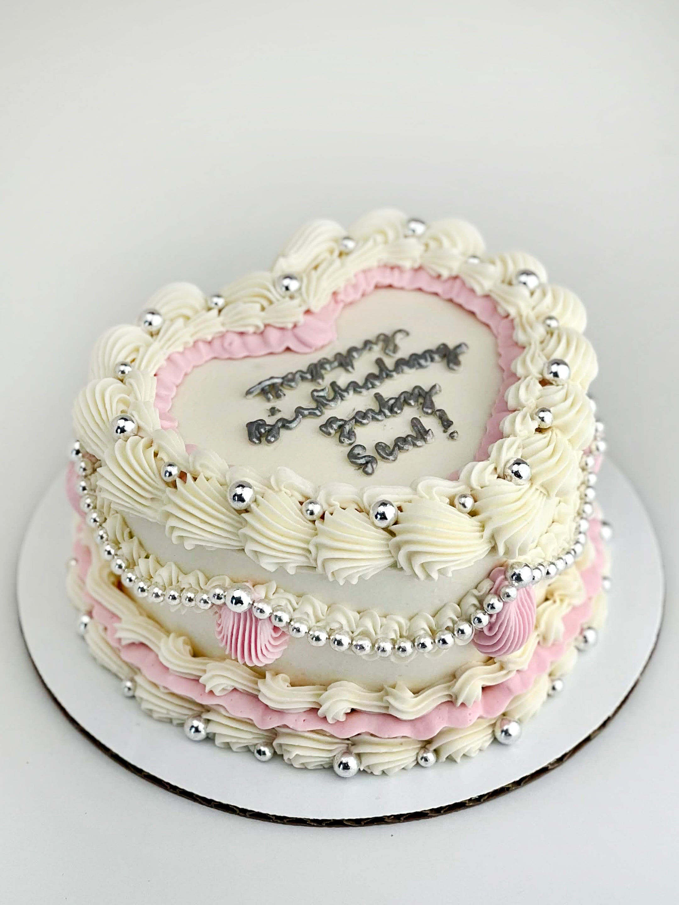 Vintage Silver Pearl Cake
