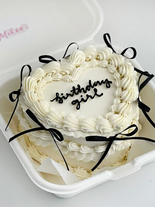 Black Bow Heart Cake